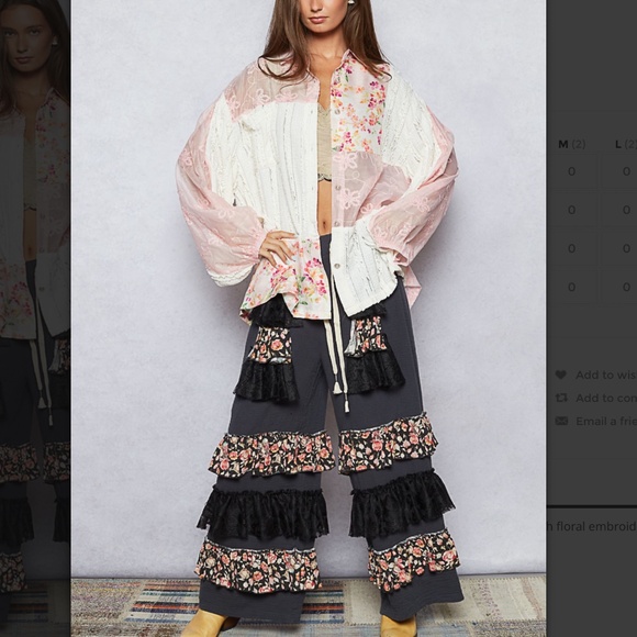 POL “ New Ulm” POL Top in Crochet & Floral Embroidery and Patchwork Detail 89 - Picture 4 of 4